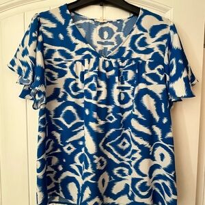 JODIFL Blue and White Abstract Blouse
